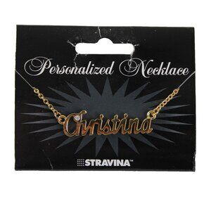 CHRISTINA Goldtone Rhinestone Accent 14.5" w 4.5" Multi Ring Ext Necklace